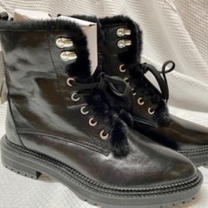 NEW ZARA BLACK PATENT LEATHER ANKLE BOOTS